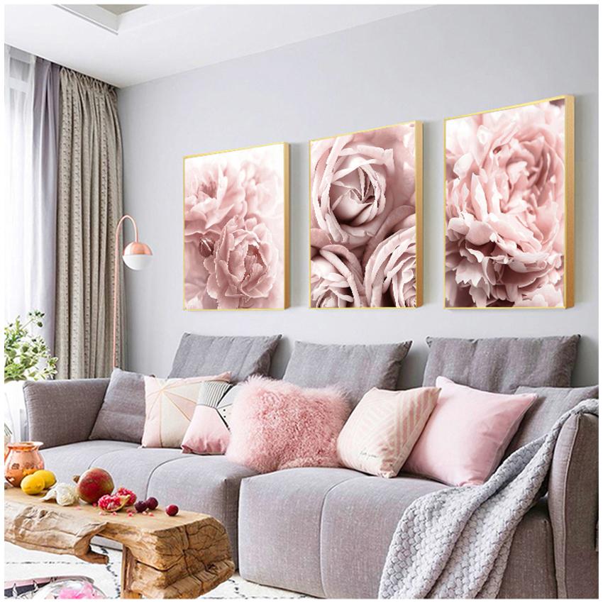 Picture Scandinavian Wall Art Living Room Decor Flower Poster Peony Print Roses Floral Canvas Painting