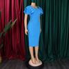 Plus Size Women's Dress Summer Temperament Commuter Square Neck Short-sleeved Sexy Hip Dresses
