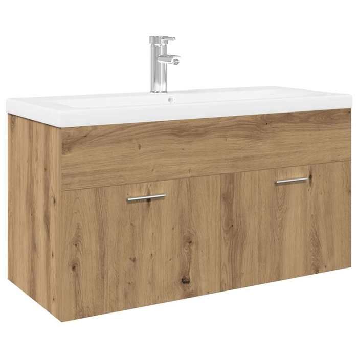 VidaXL Meuble lavabo et bassin intégré chêne artisanal bois ingénierie, armoire lavabo de salle de bain, meuble de salle de 3328910