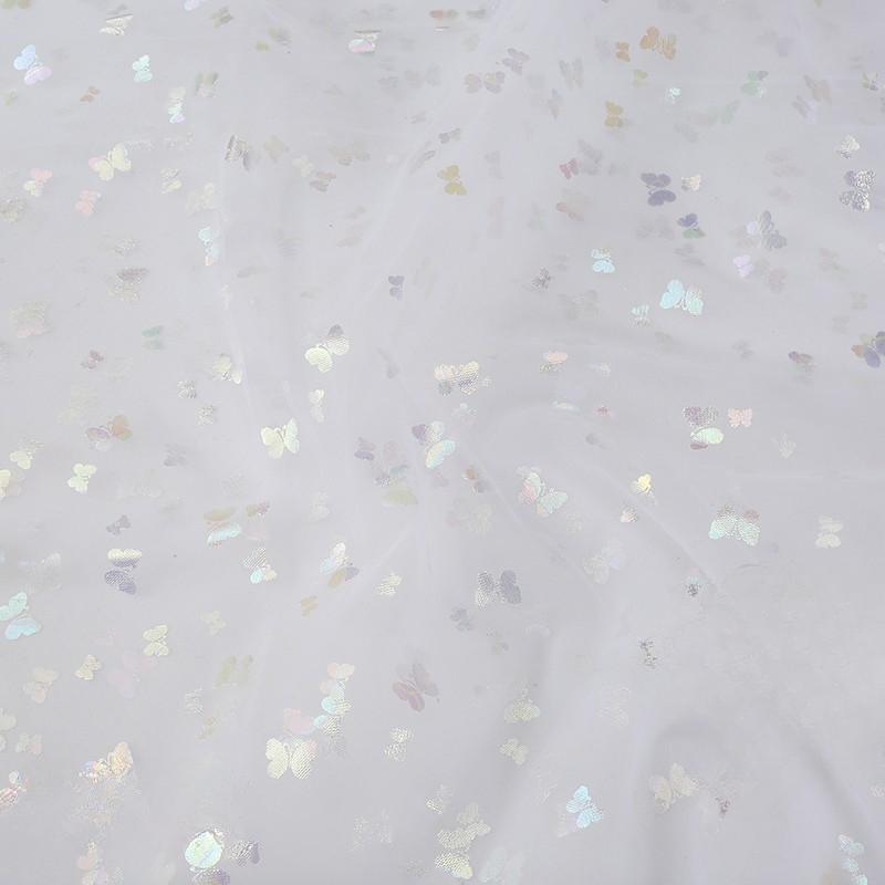 100x150cm Fancy Feather Butterfly Gauze Wedding Dress Shampooy Skirt Gauze Stage Costume Fabric Background Decorative Foil Gauze