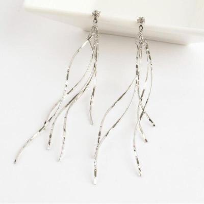 Long Wave Layered Gold Cubic Earrings