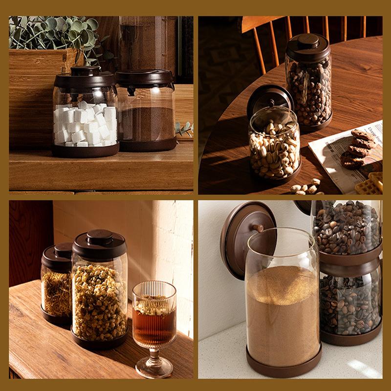 Coffee Beans Vacuum Sealed Tank Household Glass Food Storage Tank Moisture-proof Air Extraction Transparent Storage Tank