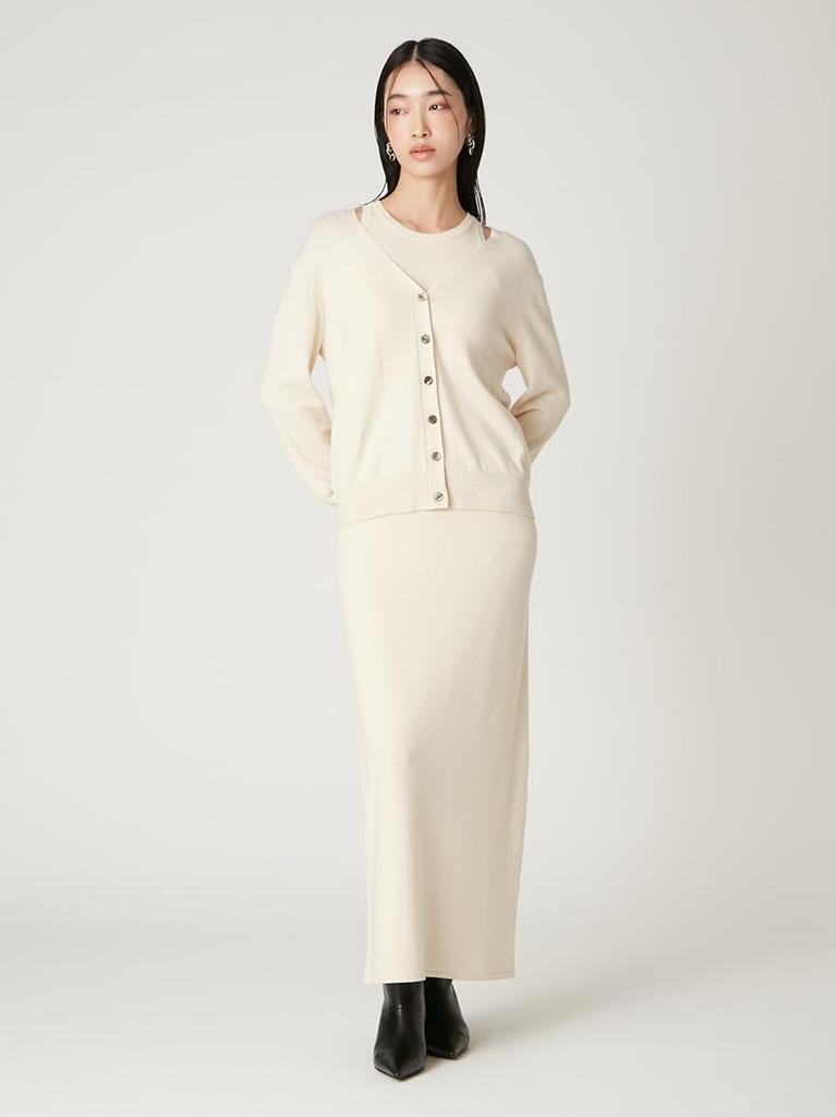 Washable Straight Knit Skirt FWNS255206IVRF