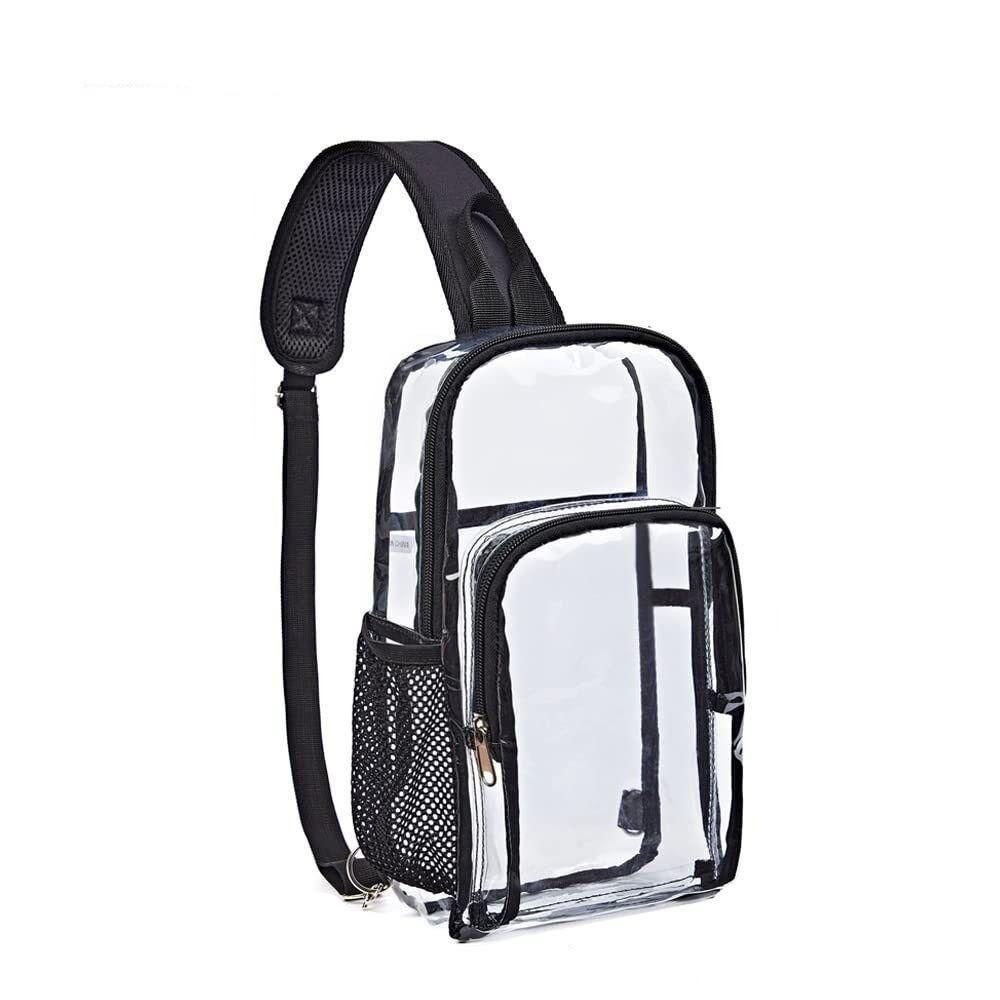 Waterproof Clear Chest Bag Lightweight PVC Shoulder Bag Casual Transparent Crossbody Bag Travel чёрный