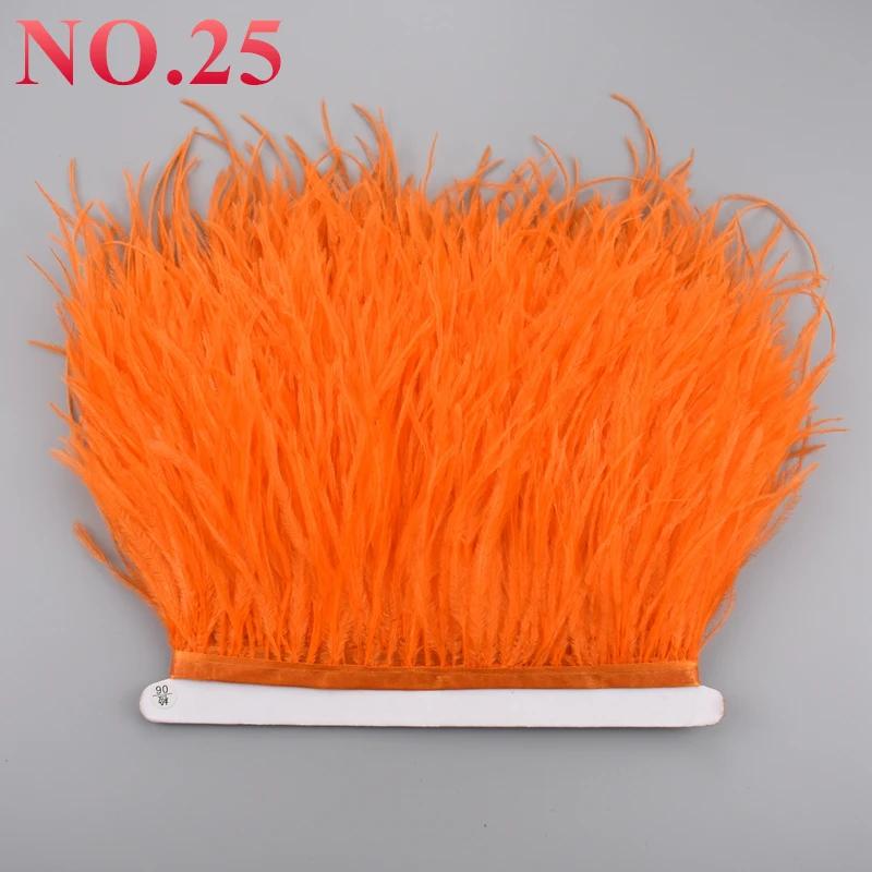 10 Meter farbige Straußenfedern auf Band 10-15 cm 4-6 Zoll Fransen Kleidung Nähen Weiße Borte Kleid Rock Hochzeitszubehör