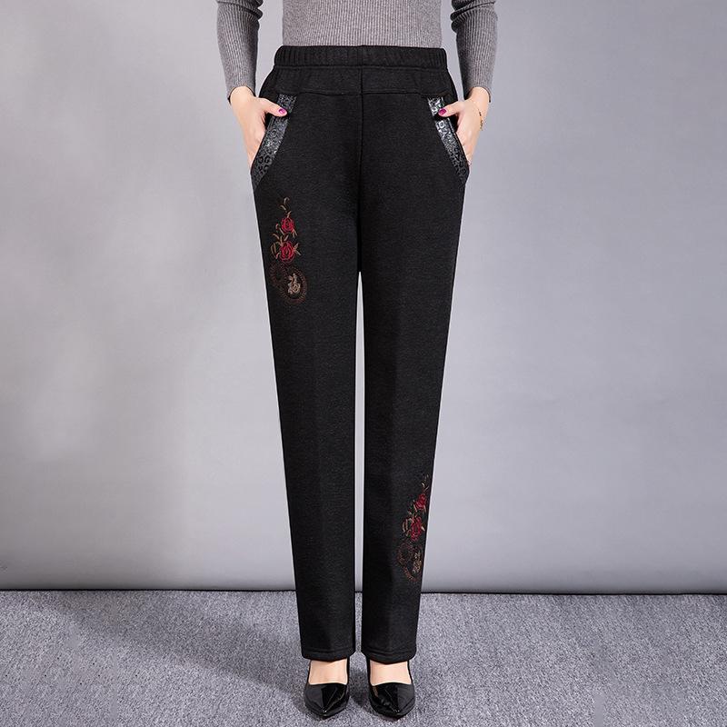 Dámské podzimní a zimní kalhoty pro ženy středního a staršího věku plus sametové zateplené svrchní kalhoty ležérní kalhoty matčiny zimní elastický pas kalhoty velkých velikostí