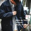 Tsutaeru French Work Herringbone American Vintage Style BLEU DE Men's Jacket, Weave, 100% Cotton, Fall/Winter Coverall, Casual, (JP, Alphabet, M,