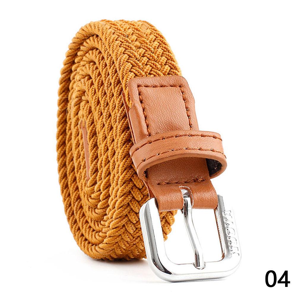 Men Women Casual Knitted Pin Buckle Belt Woven Canvas Elastic Expandable Braided Stretch Belts Plain Webbing Strap