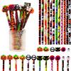 Kids Halloween Stationery 12 Pcs Pencils with 3D Skull Ghost Pumpkin Cat Erasers, Wood Bulk for Goodie Bags, School Classroom Rewards Supplies