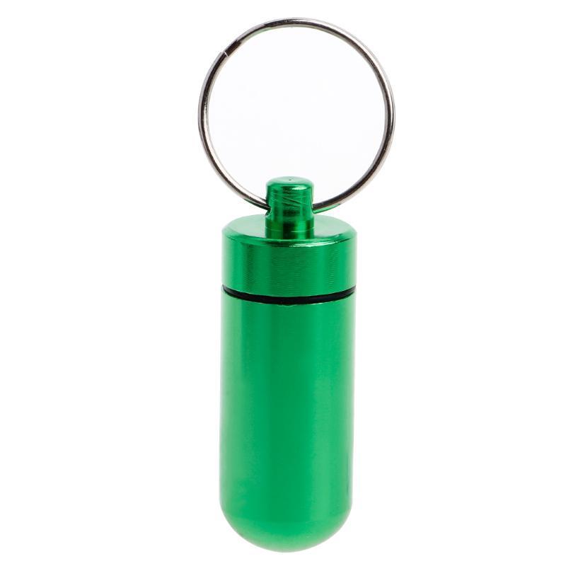 Wasserdichte Aluminiumlegierung Pille Medizin Box Fall Halter Behälter Kapsel Flasche Schlüsselanhänger