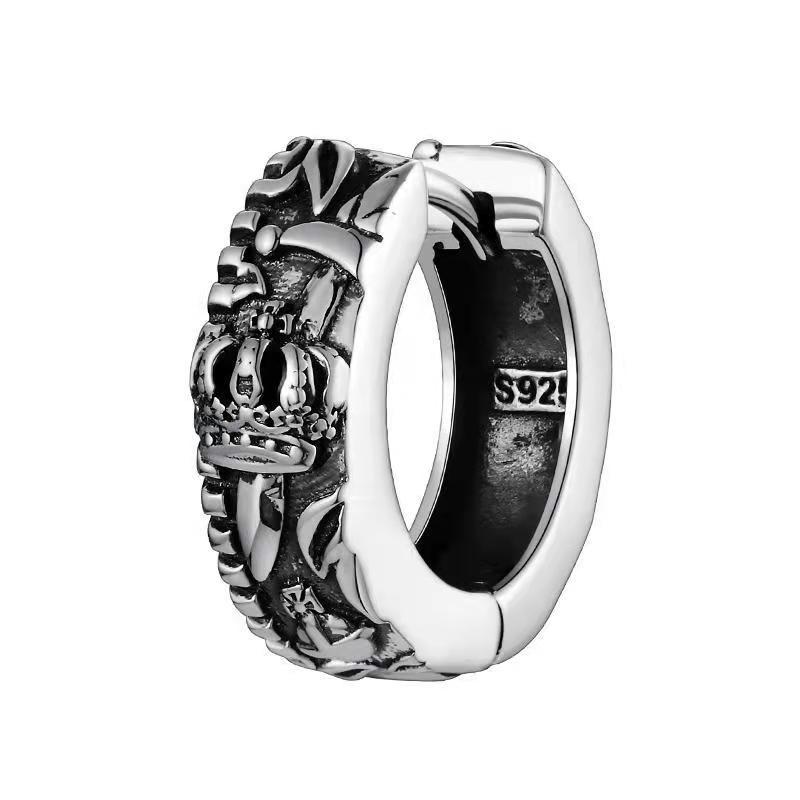 Earrings Men's Premium Sense Retro Cross Crown Boys' Earrings Single Personalized Trend Brand Versatile Men's and Women's Earrings