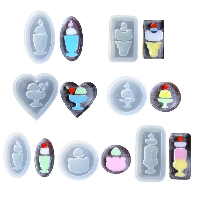Moule en Silicone Souple Moule Sable Mouvant Crème Glacée Art Résine Artisanat DIY Pendentif Fait Main Breloques Fournitures de Fabrication de Bijoux