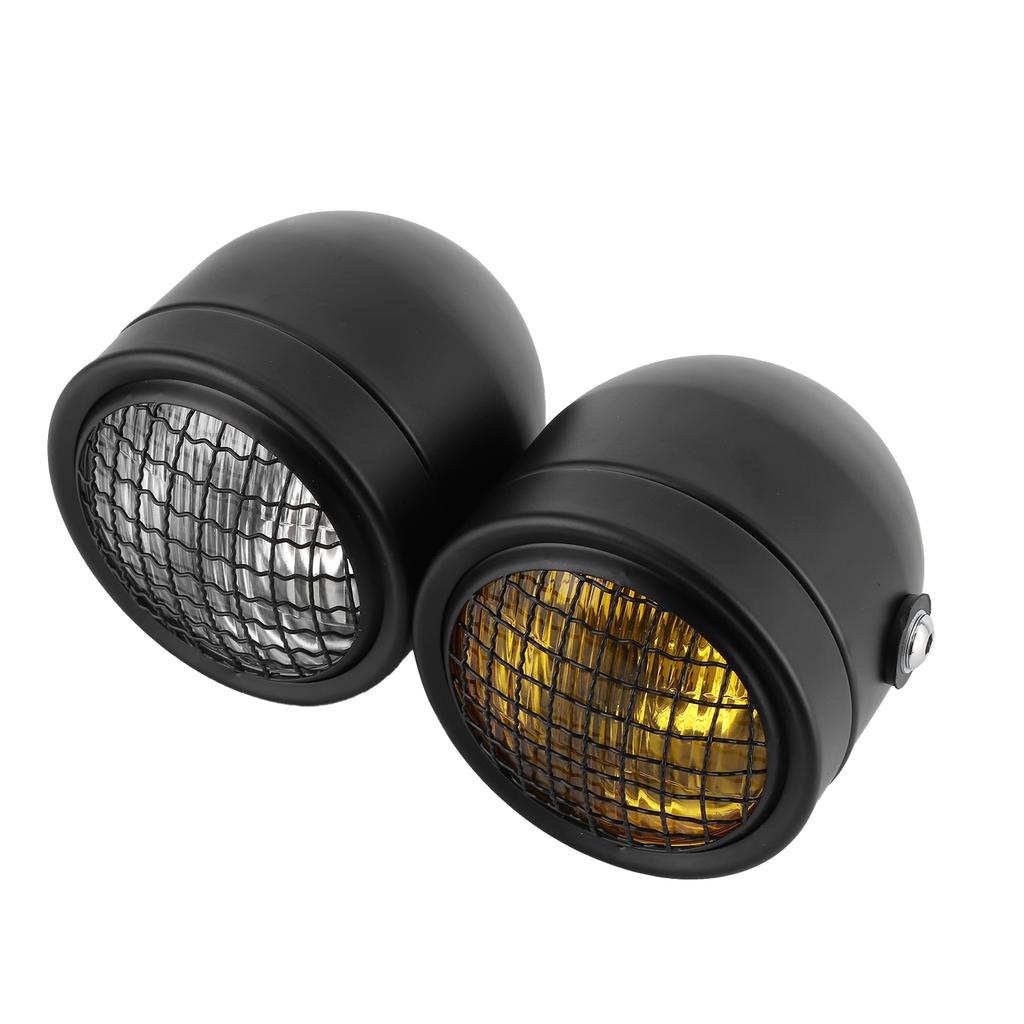 8.2in Retro Headlight Headlamp Round Dual Lamps Yellow White Light Universal for Motorcycle