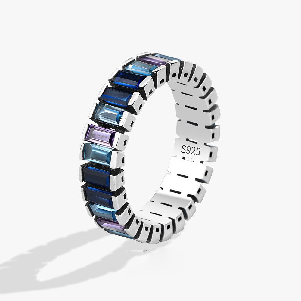 BFCLUB Silver Color Unique Design Colorful Blue Stone Ring For Women Jewelry Finger Adjustable Open Ring For Party Birthday Gift