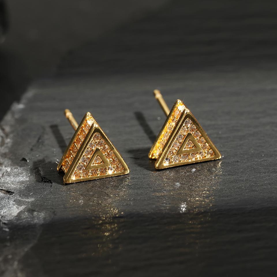 ZAKOL Trendy Hip-hop Rock Triangle Zircon Stud Earrings For Women Men Micro-set Piercing Crystal Daily Jewelry Accessories