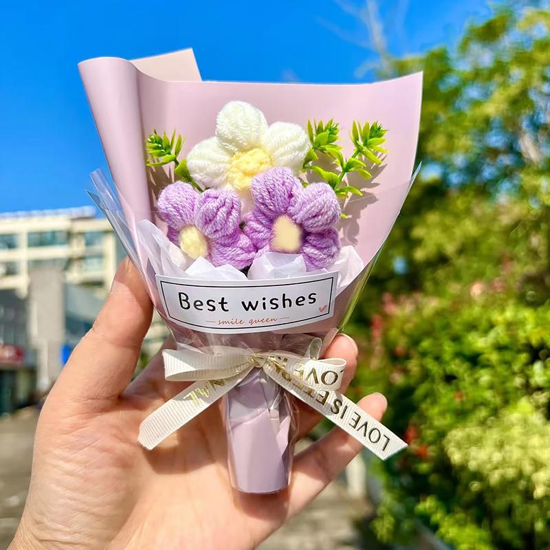 

1PC Knitted Photo Prop Rich Colors Decoration Simulation Bouquet Gift Blessing Beauty Exquisite Shapes Parties