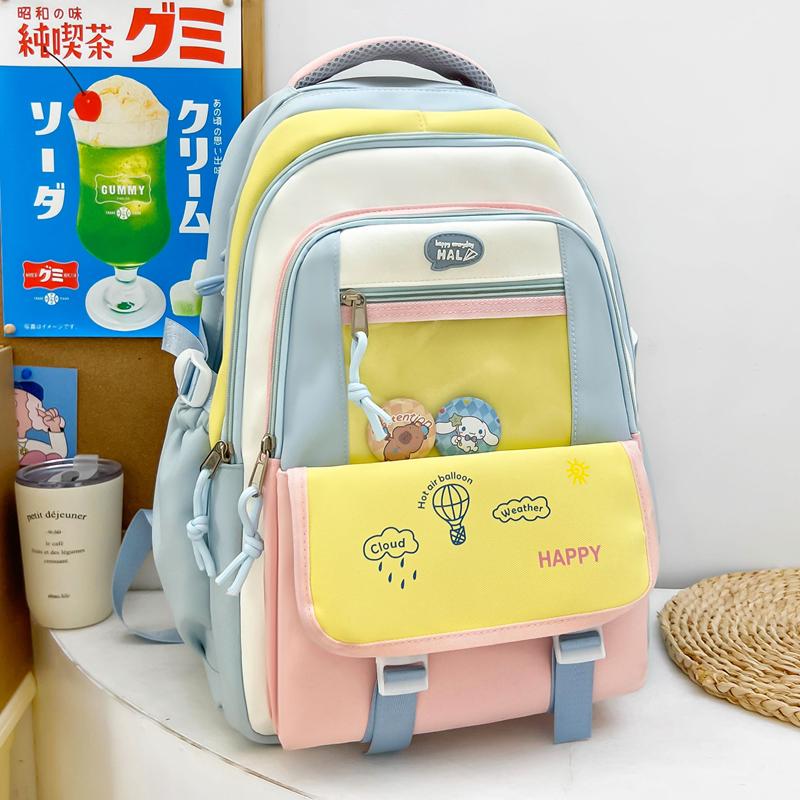 Contrast Color Women Large Capacity Backpack Student School Bag