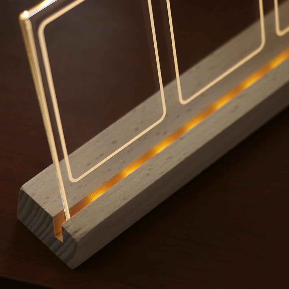 3 In 1 LED Light Photo Frame Clear Acrylic 3 Inch Photo Instant Picture Frame Widely Use 3 Openings Tabletop Photo Display Rack