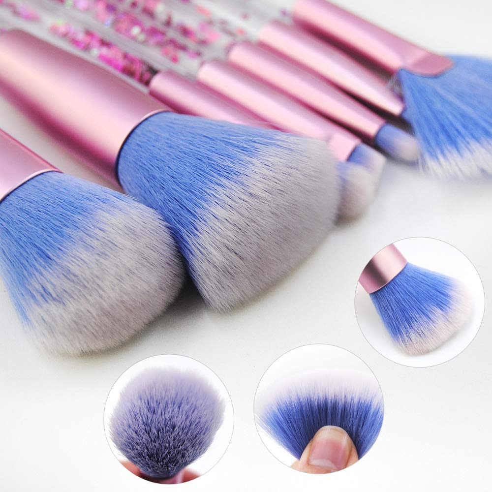 Custom Logo Good Quality 7PCS Bling Cosmetic Brush Liquid Glitter Makeup Brush Set with Case
