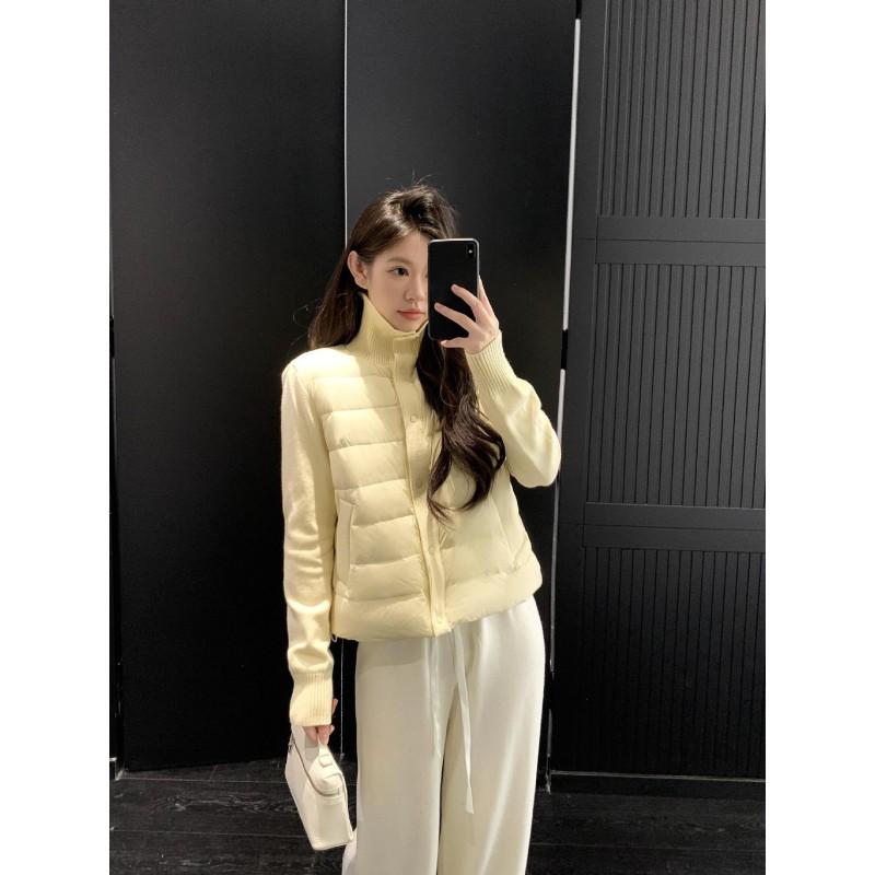 Womens Short Puffer Jacket Knit Stand Collar Winter Cotton Coat Petite 2026
