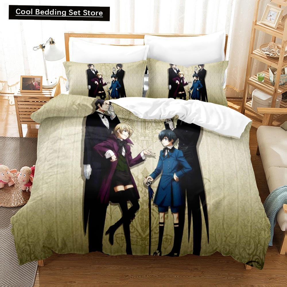 Nou Anime Black Butler Lenjerie de pat Cool Sebastian Ciel Dakimakura Set lenjerie de pat Adult Husă de pat dublu Husă de pat din microfibră