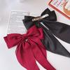 Elegant Fabric Bow Tie Hair Clip, Solid Color Duck Bill Long Streamer Hair Accessory, Single Piece Sweet Style Hairpin for Women
