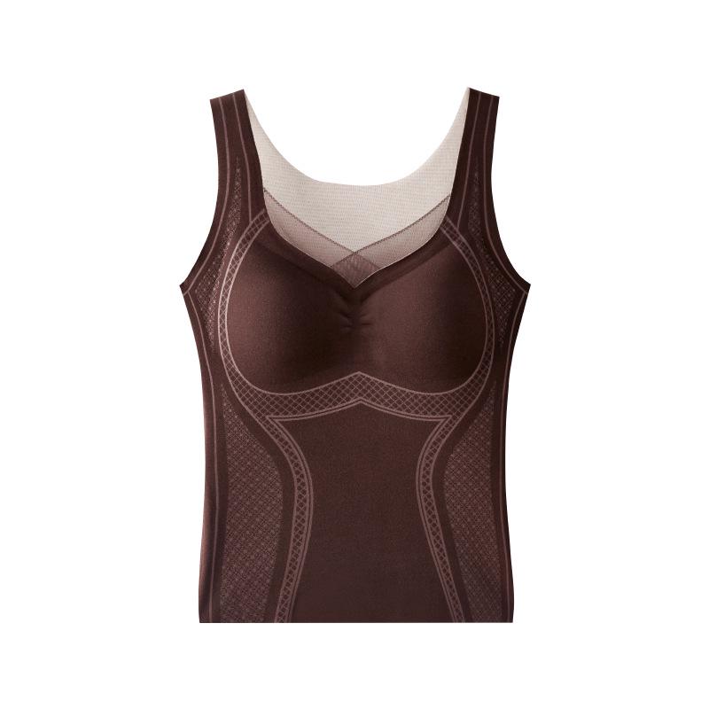Seamless Cashmere Body Shaping Vest with Built-In Pads - Comfortable, Warm, and Steel Ring-Free for Autumn/Winter