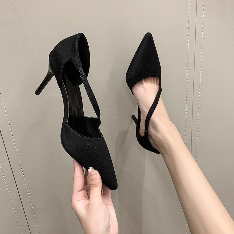 Thin Heeled Hollow Sandals 2026 Spring New Pointed Sexy High Heels, One Button Large Leopard Print Women's Shoes