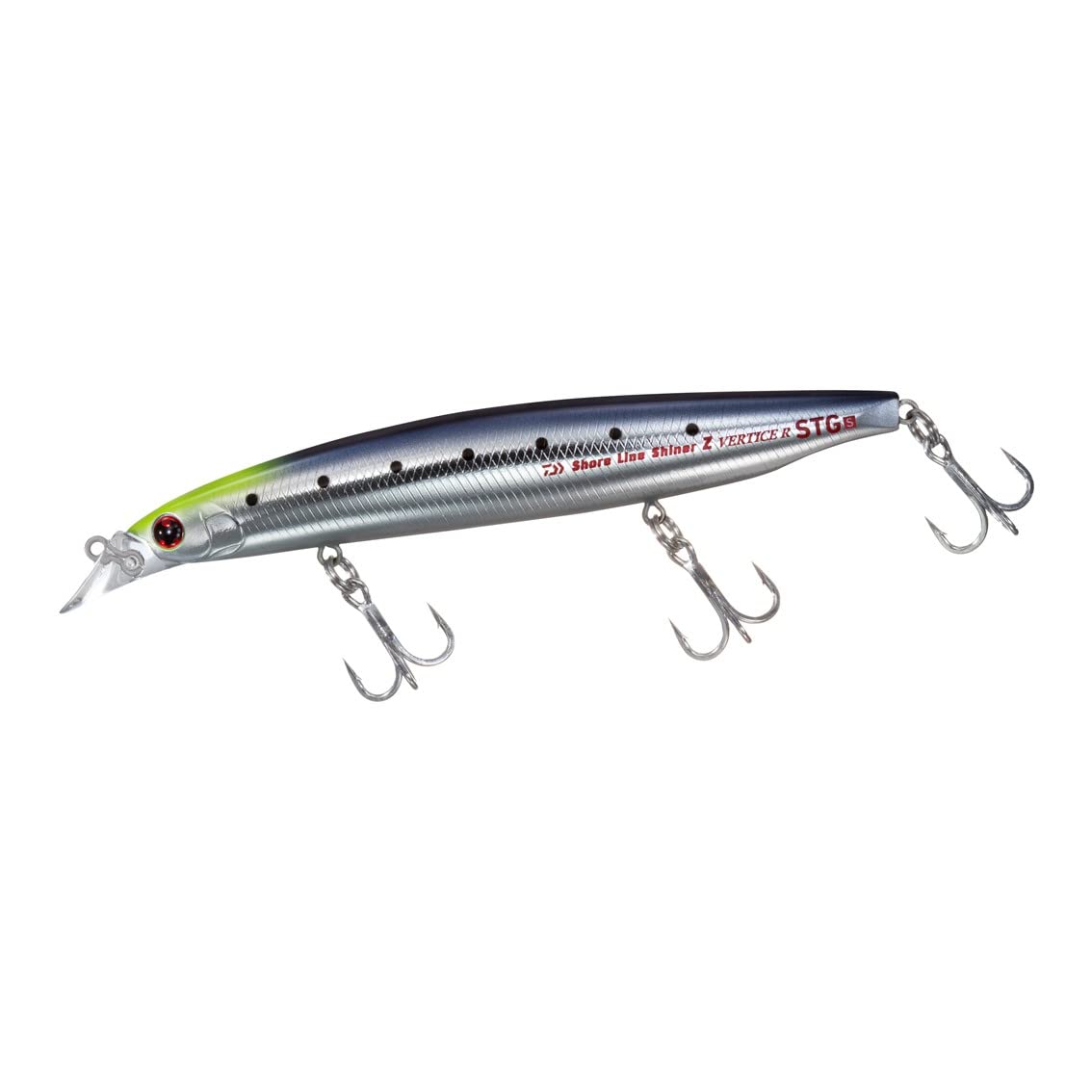

Daiwa Shoreline Shiner Z Vertis R STG125S Приманка для морского окуня, цвет Chart Plated Sardine, голова,