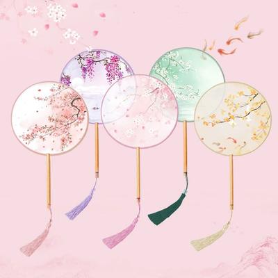 Chinese Style Chinese Style Fan with Pendant Silk Fan Ink Painting Embroidery Fan  Chinese Wedding