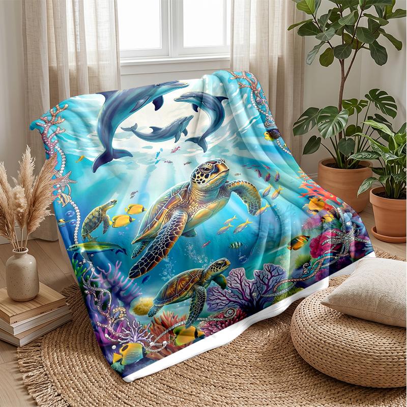 Ocean Life Adventure 38 Theme blanket Lightweight Warm Flannel Blanket Decorative Throw Blanket for Home Decoration