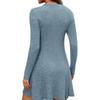 JKASHDK Women's Fashion Spring Fall Solid Color Print Long Sleeve O-Neck High Waist  Casual Dresses