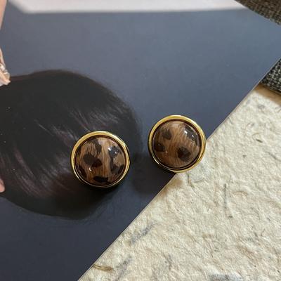 Všestranný smysl pro design Retro Prémiové náušnice Temperamentní náušnice Leopardí potisk Francouzské Kulaté Jednoduché Puzetové náušnice Ženy