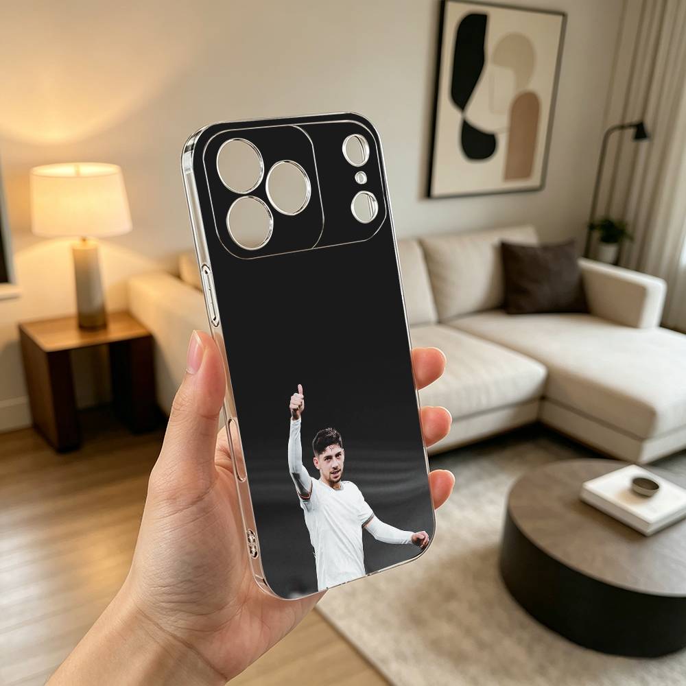 Football Fan f-Federico v-Valverde Phone Case For iPhone 17 16 15 14 13 12 11 Mini Pro Max Plus Transparent Cover