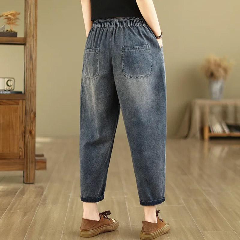 Baumwollhosen Sommer Damen Übergröße Locker Pyjamahose Vielseitig Lässig Hochtailliert Weitbein Leinenhosen