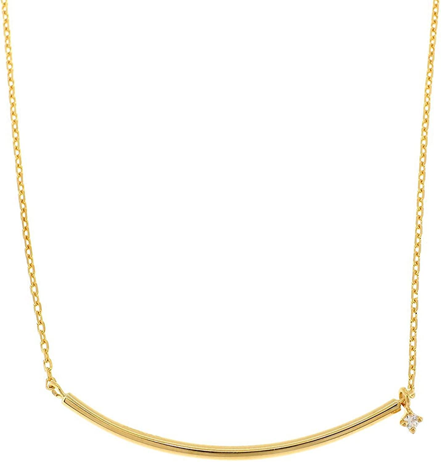 

PINKY&DIANNE [Special Edition] Gold-Colored Bar Necklace in Sterling Silver, Women s, with Curved Lines