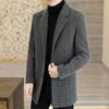Men Woolen Coat Lapel Long Sleeve Single Breasted Jacket Coat with Pockets Solid Color Loose Fit Casual Outerwear Cold Weather Wear
