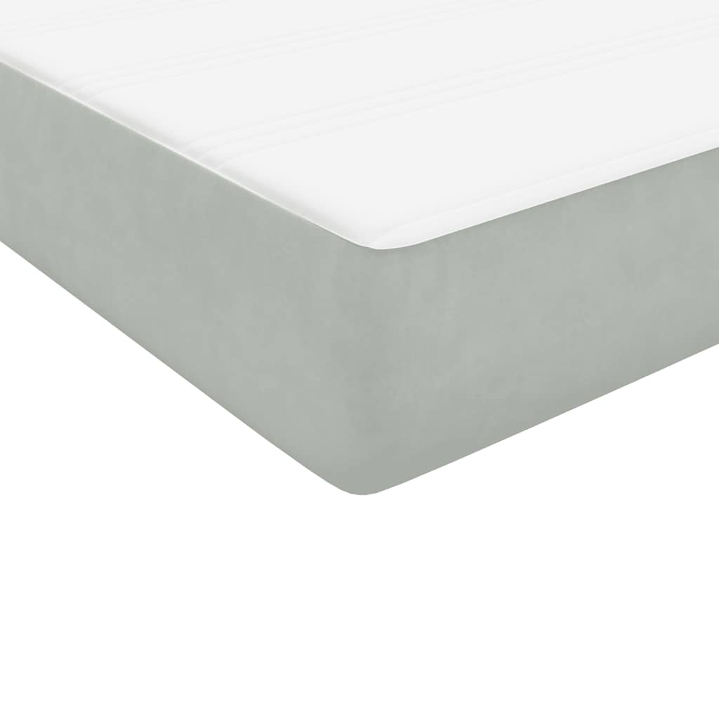 Box Spring Bed with Mattress Light Grey 80 x 220 cm Velvet