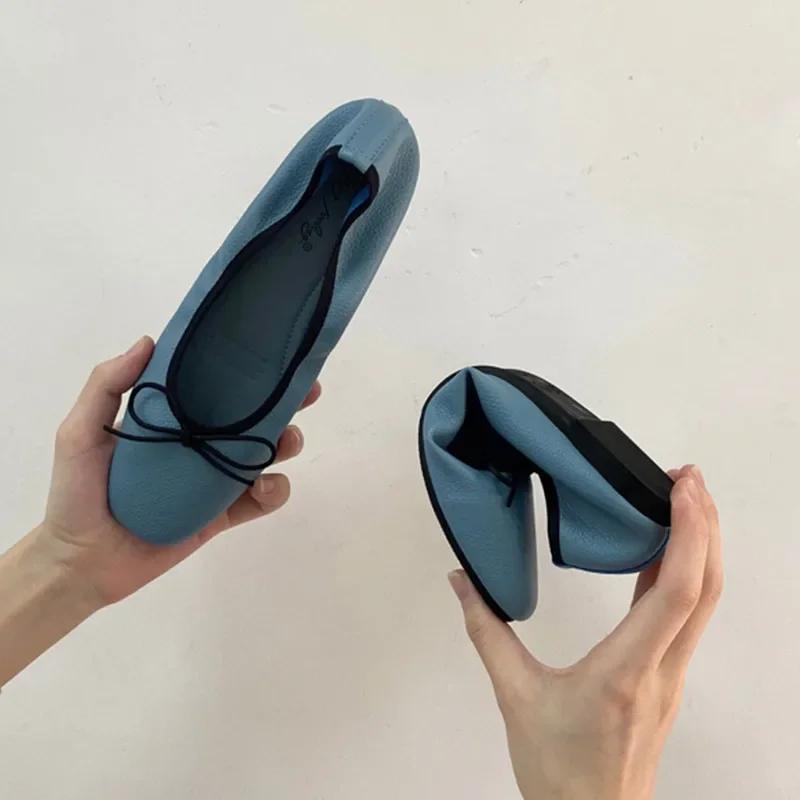 Fashion 2025 New Women Flat Heel Shoes Female Flats Casual Ballet Dancing Shoes Foldable Sole Boat Shoes Summer Slip on Slipper Mules