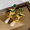 Classic Middle Women Girls Enamel Flower Earrings Ear Clip Vintage Elegant Lady High-end Party Banquet Accessories Jewelry