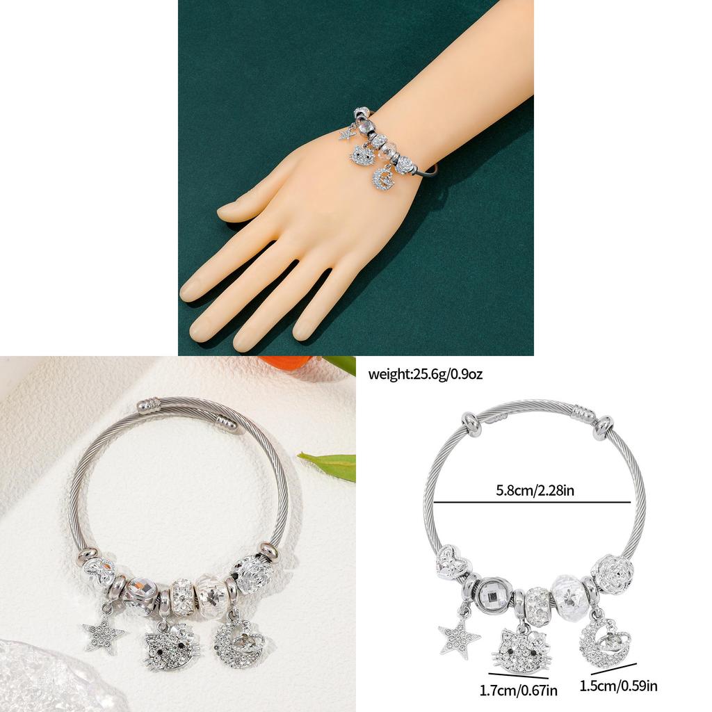 Gioiello per Mano Hello Kitty con Ciondolo Micropavé per Regalo e Souvenir di Viaggio