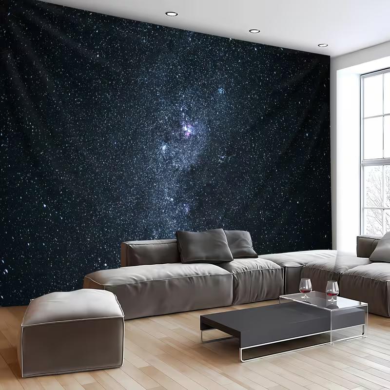 2D Dark Starry Sky Tapestry, Universe Galaxy Wall Hanging for Home Decoration