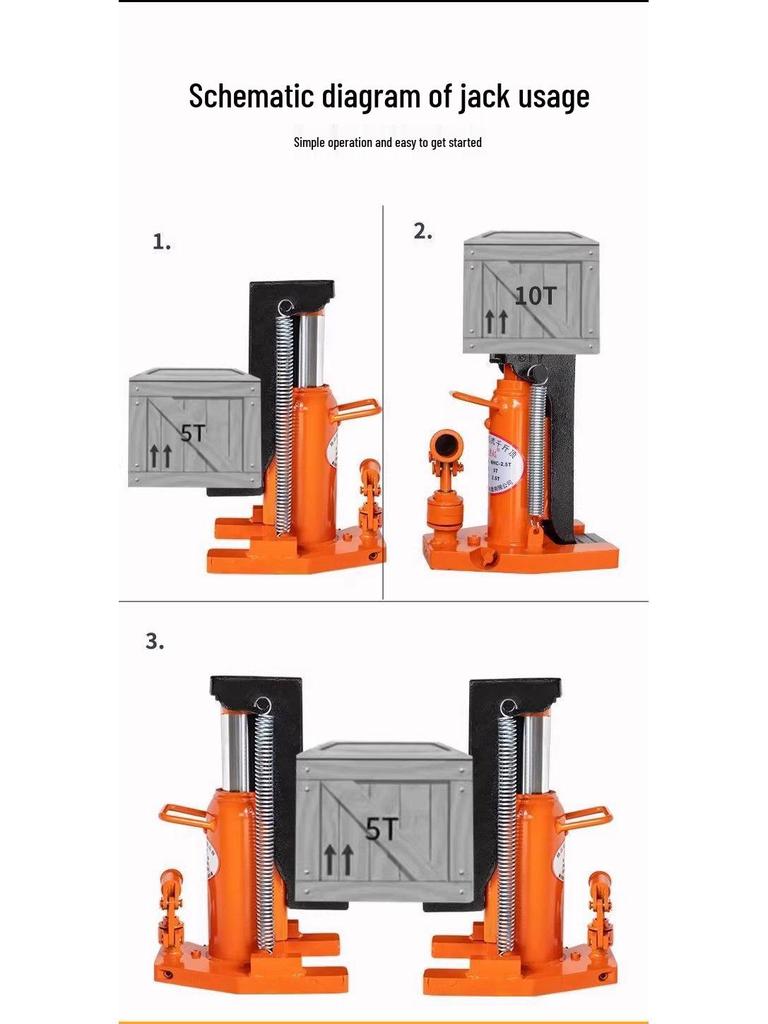 Vertical Duckbill Hydraulic Claw Jack Lifter: Low-Position Cross-Top, 5T/10T/20T Capacity, 50 Ton Max Track Jack.