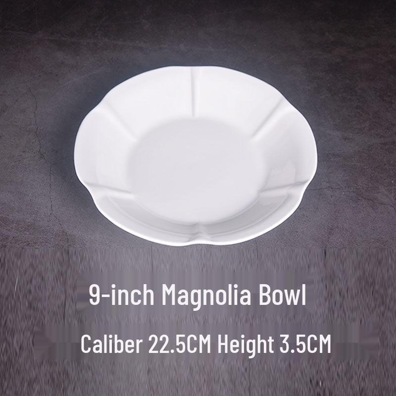 Magnolia White Ceramic Soup/Dessert Bowl - Porcelain Round Plate/Catering Dish