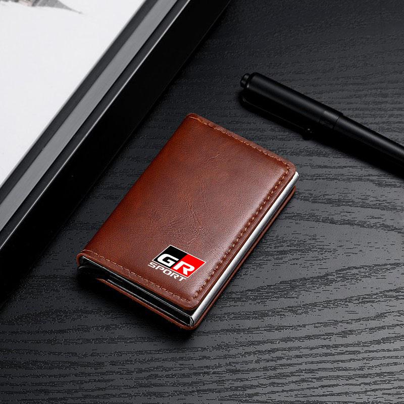 1Pcs ID Credit Card Holder Mini RFID Wallet Automatic Pop up Bank Card Case for Toyota GR Sport MN Hiace Estima Hilux Rav4 Supra