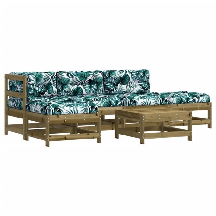 VidaXL Salon de jardin 6 pcs avec coussins bois de pin imprégné 3185905