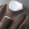 Herren Pullover aus reiner Wolle, schwer, Rundhalsausschnitt, lockere Passform, warm, einfarbig, ideale Basisschicht für Herbst/Winter.