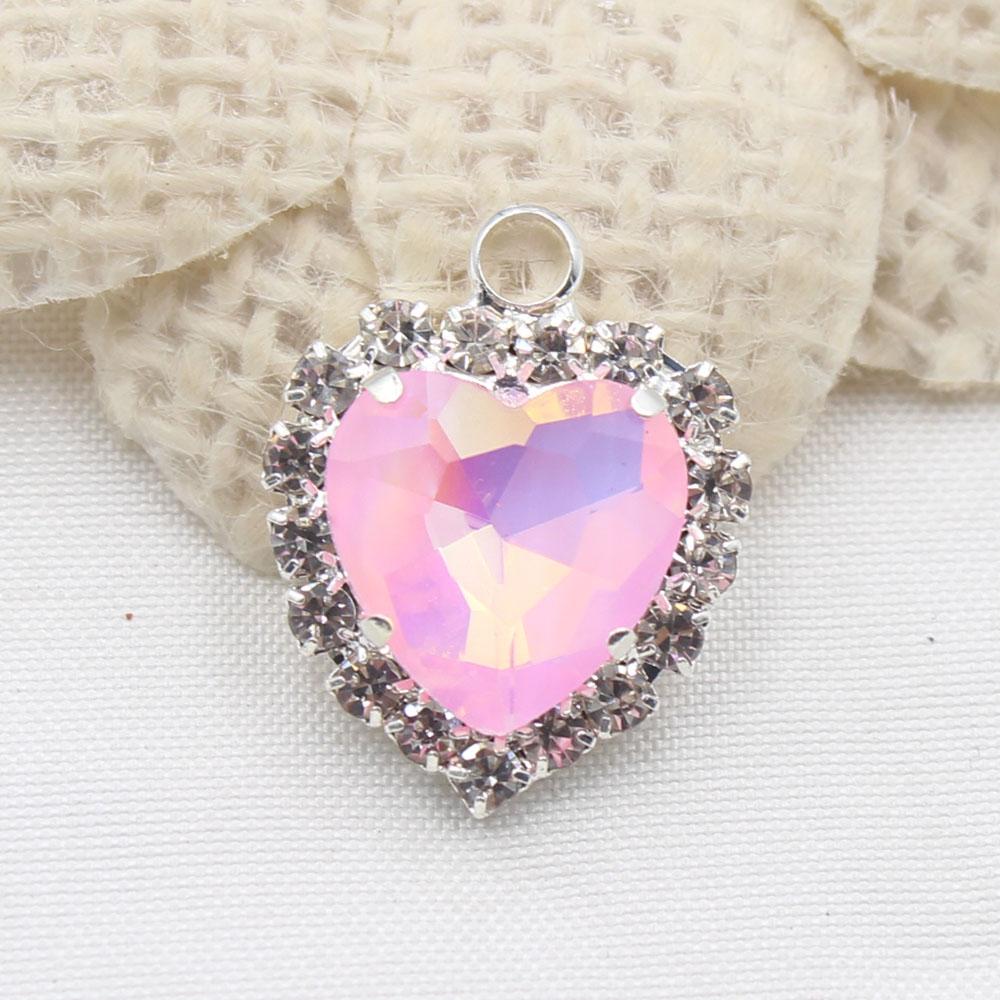 Factory Direct Sales of 10 Pieces of 16 * 20mm Mocha Peach Heart Water Diamond Button Flat Bottom with Loop DIY Clothing Necklac