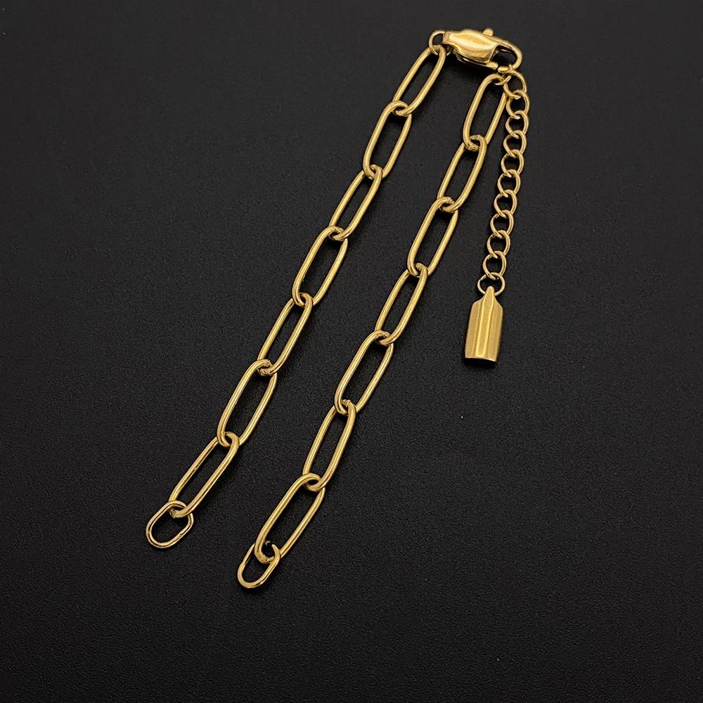 eManco Stainless Steel Semi-finished Charm Bracelet Round Wire Chain Adjustable Extension Chain Lobster Clasp for DIY Jewelry