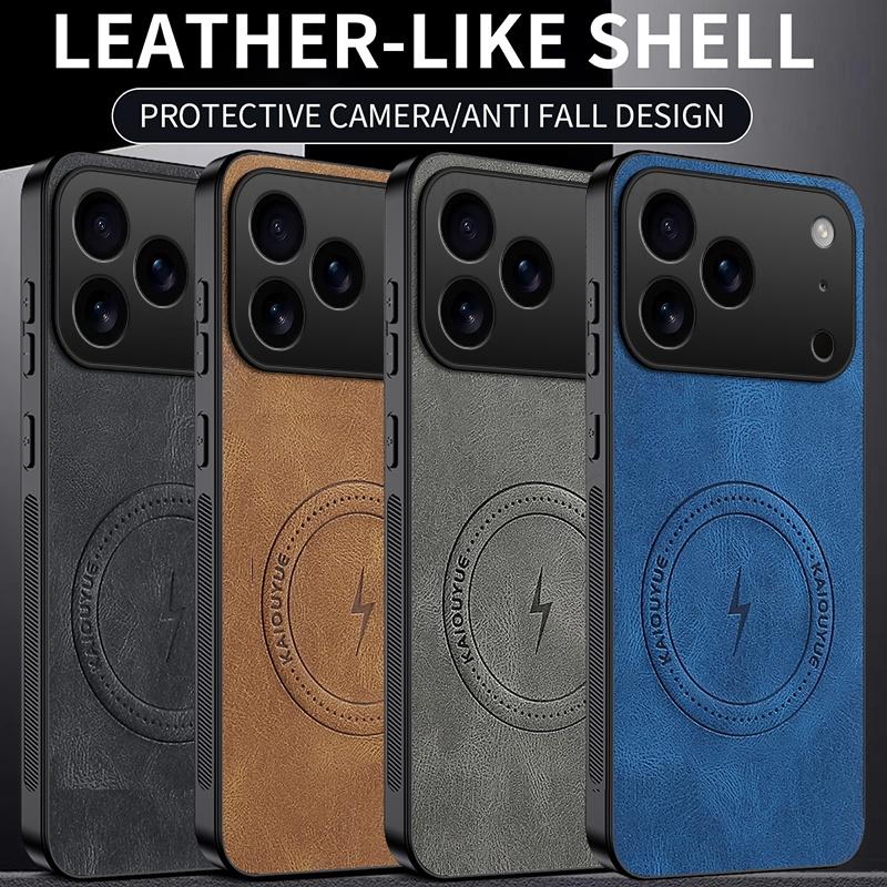 Skin Feel Leather Soft Silicone Phone Case For iPhone 17 Pro Max For Magsafe Wireless Charging Shockproof Cover For Apple 17 Air